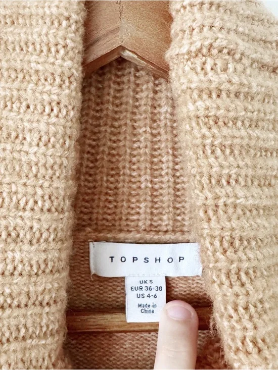 Topshop Camel Ribbed Cowl Neck Sweater size 4/6 - Picture 3 of 4